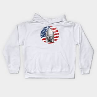 Church Organ USA Flag Organist Musician 4th July Kids Hoodie